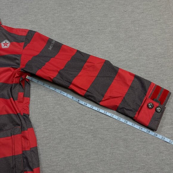 Sessions Terrain Womens Red Gray Stripe Jane Heather Snowboard Coat Recco Size S - Picture 13 of 16